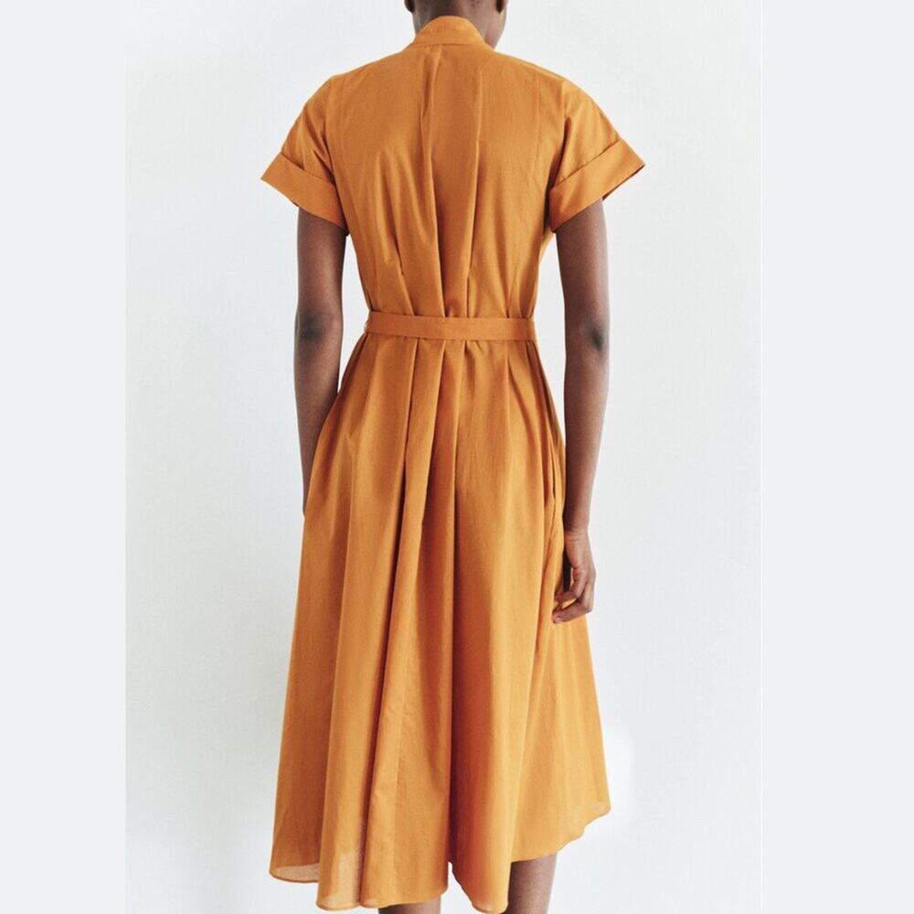 RARE ZARA Burnt Orange Cotton Midi Dress NWT - Picture 6 of 16